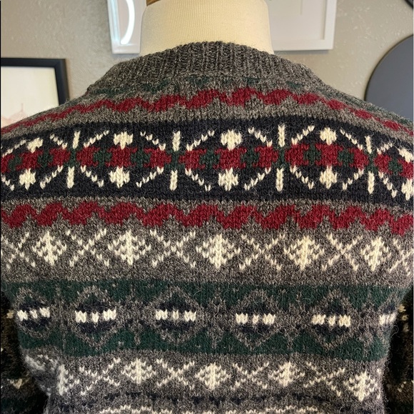 Woolrich Fair Isle Gray Wool Sweater XL - Picture 8 of 11